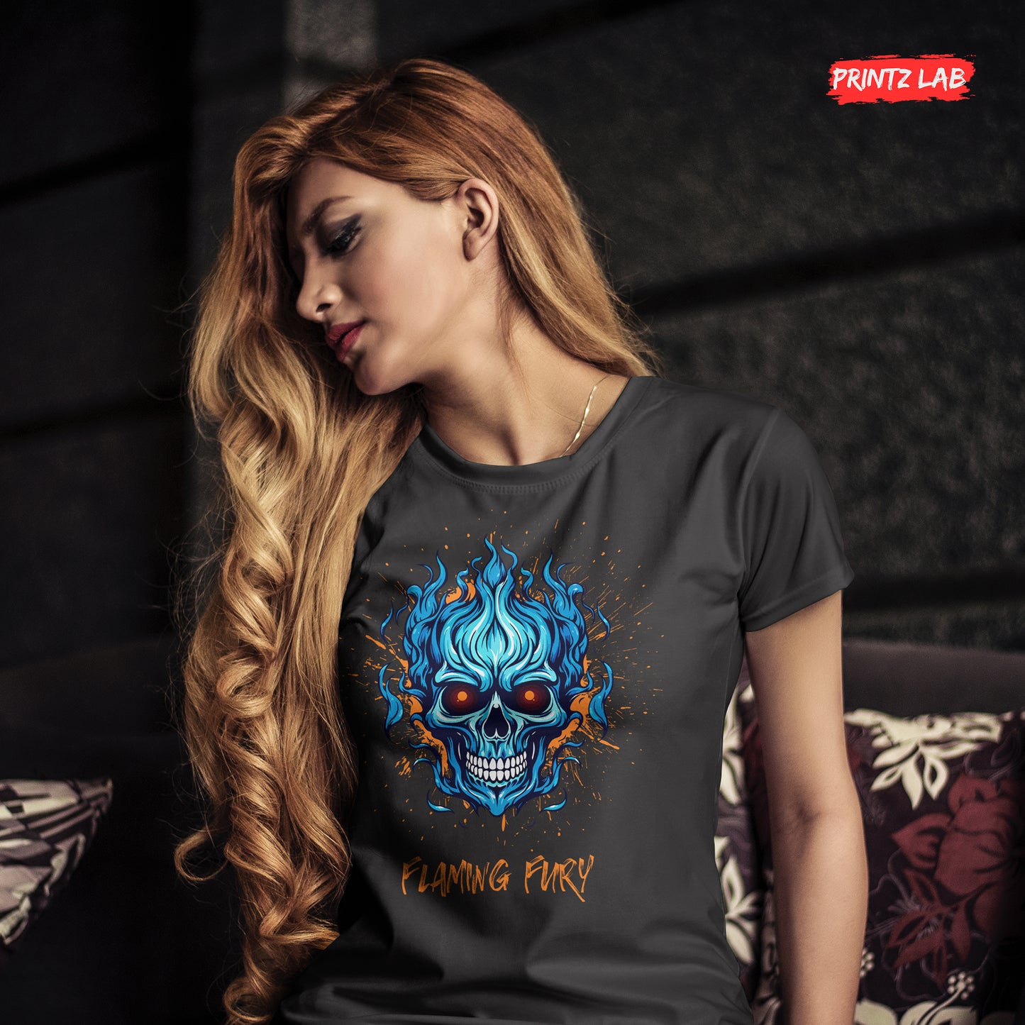 Flaming Fury Skull Graphic Tee - Black - Unisex Jersey Short Sleeve Shirt
