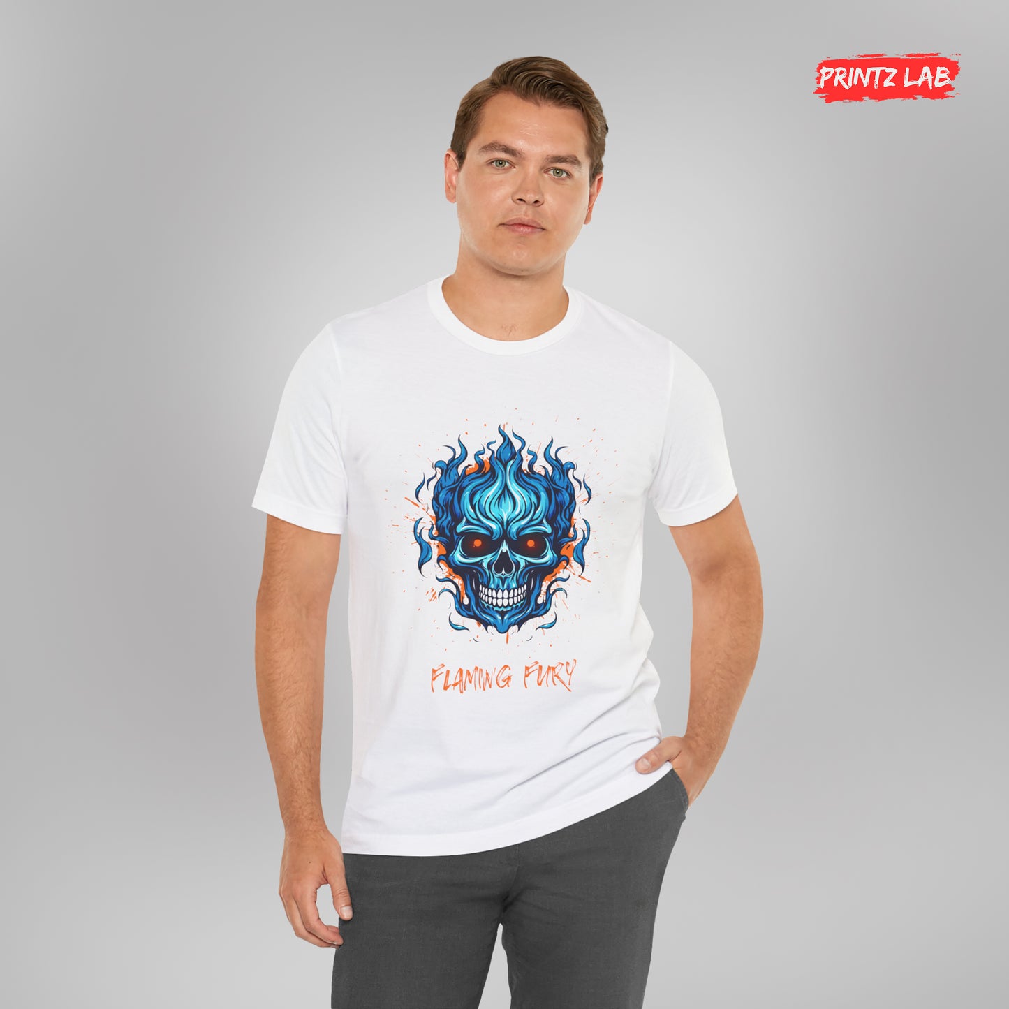Flaming Fury Graphic Tee for Bold Style - White