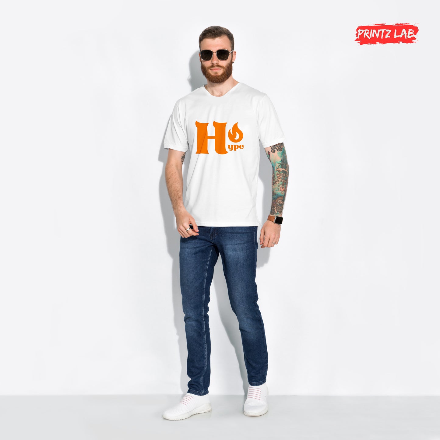 Hype Graphic Unisex Jersey Tee - White - Casual Streetwear T-Shirt