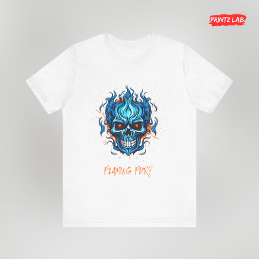 Flaming Fury Graphic Tee for Bold Style - White